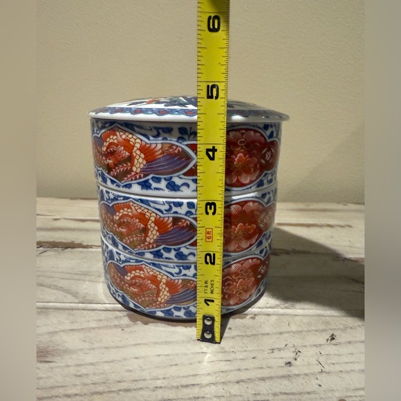 Vtg Japanese Stacking Trinket Bowls w/ Floral Pattern (Shibata China) 3 Tier/Lid - Picture 8 of 10